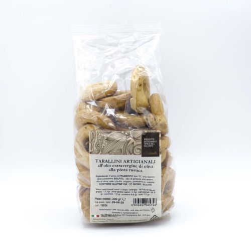 TARALLINI ARTIGIANALI ALL'OLIO EXTRAVERGINE DI OLIVA ALLA PIZZA RUSTICA